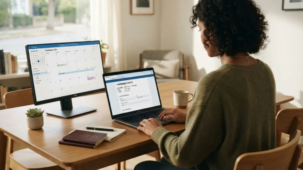 Traveler reviewing options to change flight dates after booking
