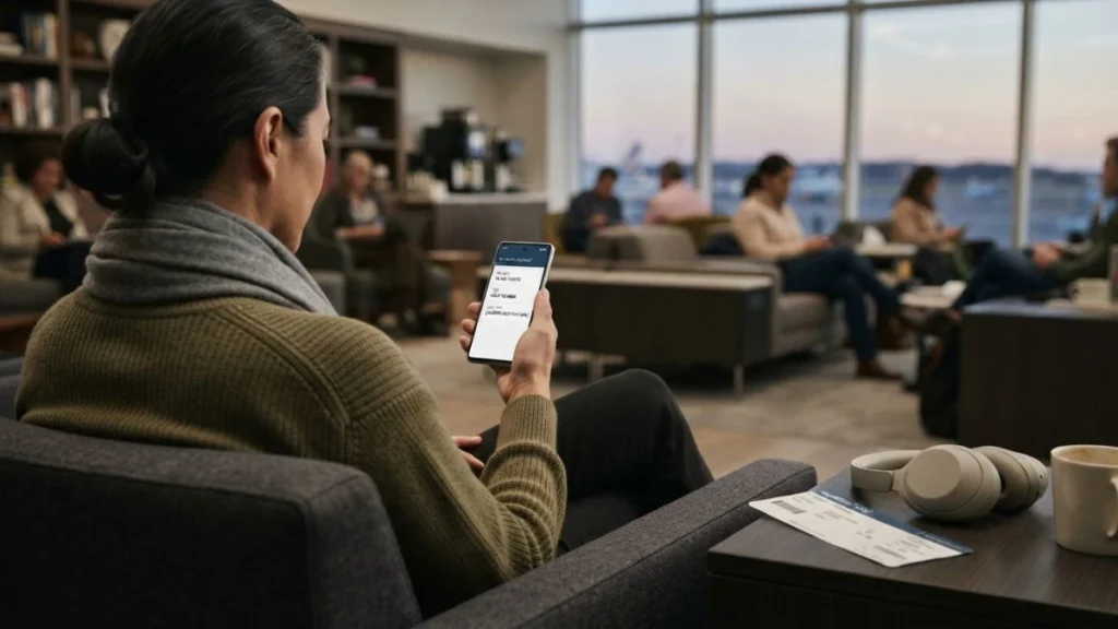 Traveler checking airline loyalty miles balance and expiration date