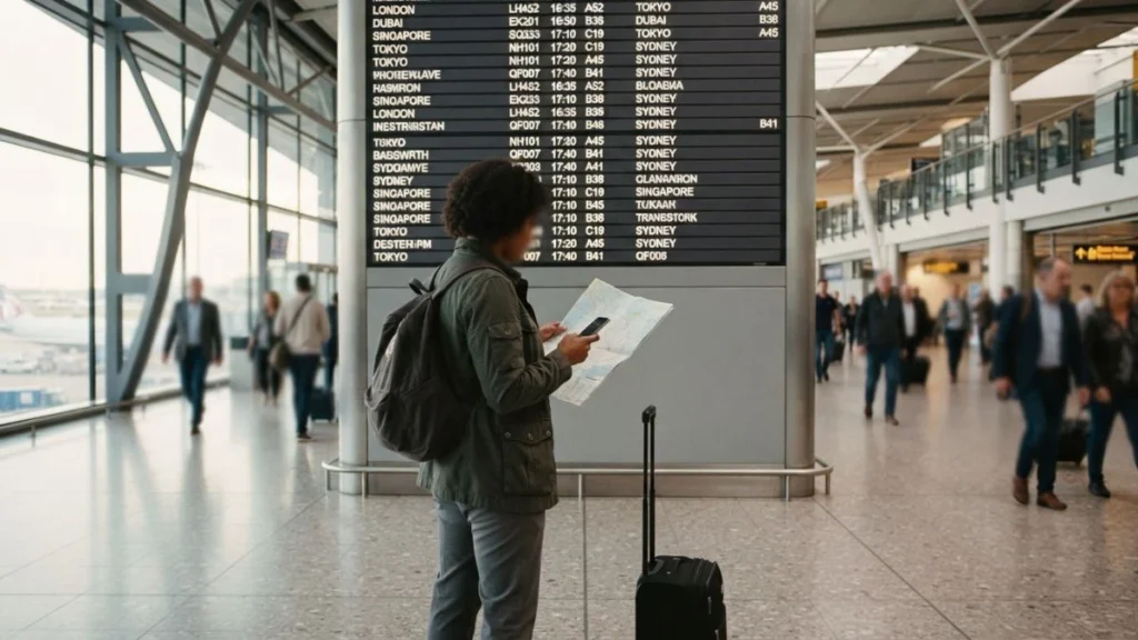 Traveler planning an open jaw flight itinerary between two different cities